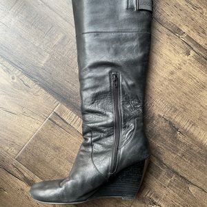 Nine West Olishao Tall Black Wedge Boots